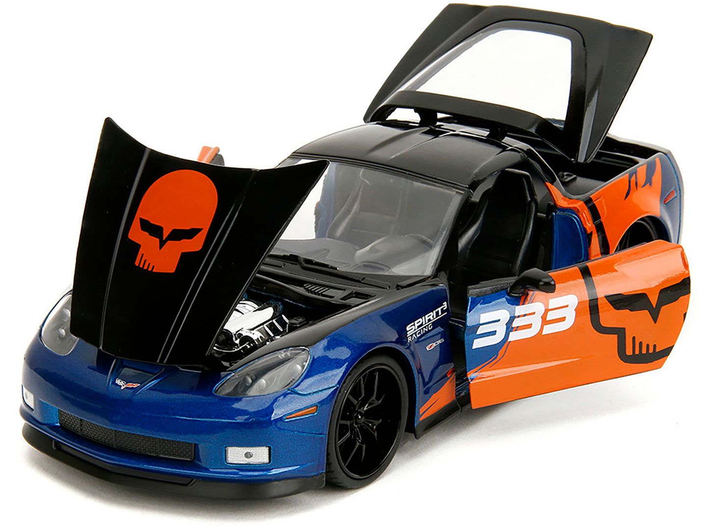 2006 Chevrolet Corvette Z06 #333 "Spirit Racing" Blue Metallic and Orange with Black Hood Top "Bigtime Muscle" Series 1/24 Diecast Model Car by Jada <h2>2006 Jada</h2> <p>High-quality perfect for coll