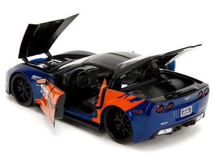 2006 Chevrolet Corvette Z06 #333 "Spirit Racing" Blue Metallic and Orange with Black Hood Top "Bigtime Muscle" Series 1/24 Diecast Model Car by Jada <h2>2006 Jada</h2> <p>High-quality perfect for coll