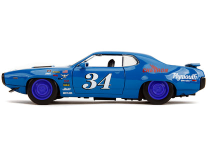 1972 Plymouth GTX #34 Blue with Graphics "Bigtime Muscle" Series 1/24 Diecast Model Car by Jada <h2>1972 Jada</h2> <p>High-quality perfect for collectors and enthusiasts. Features detailed interior ex