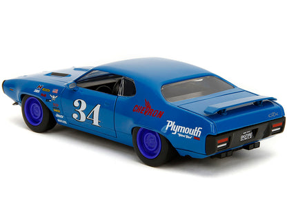 1972 Plymouth GTX #34 Blue with Graphics "Bigtime Muscle" Series 1/24 Diecast Model Car by Jada <h2>1972 Jada</h2> <p>High-quality perfect for collectors and enthusiasts. Features detailed interior ex