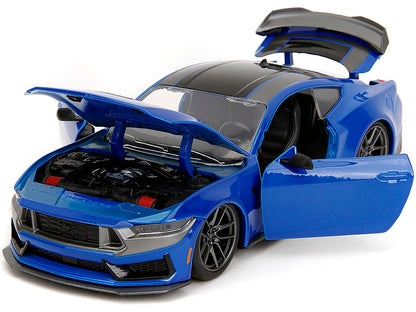 2024 Ford Mustang Dark Horse Blue Metallic with Black and Gray Stripes "Bigtime Muscle" Series 1/24 Diecast Model Car by Jada <h2>2024 Jada</h2> <p>High-quality perfect for collectors enthusiasts. Fea