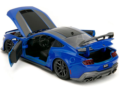 2024 Ford Mustang Dark Horse Blue Metallic with Black and Gray Stripes "Bigtime Muscle" Series 1/24 Diecast Model Car by Jada <h2>2024 Jada</h2> <p>High-quality perfect for collectors enthusiasts. Fea