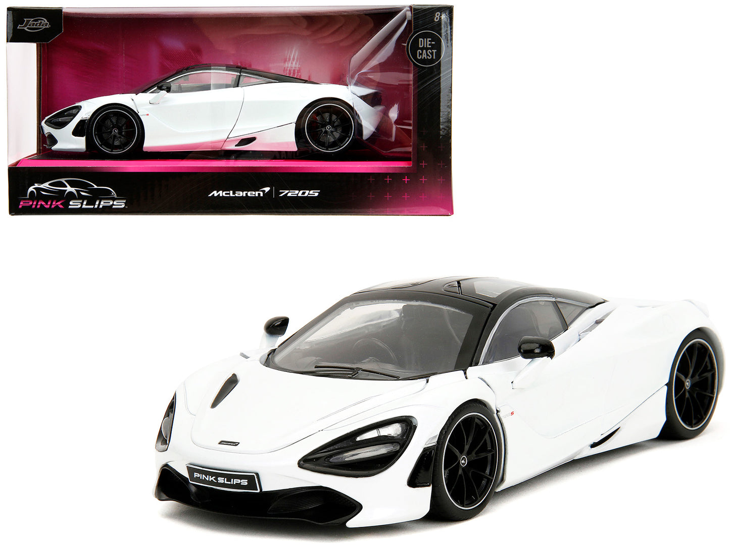 McLaren 720S White Metallic with Black Top "Pink Slips" Series 1/24 Diecast Model Car by Jada <h2>McLaren Jada</h2> <p>High-quality perfect for collectors and enthusiasts. Features detailed interior e