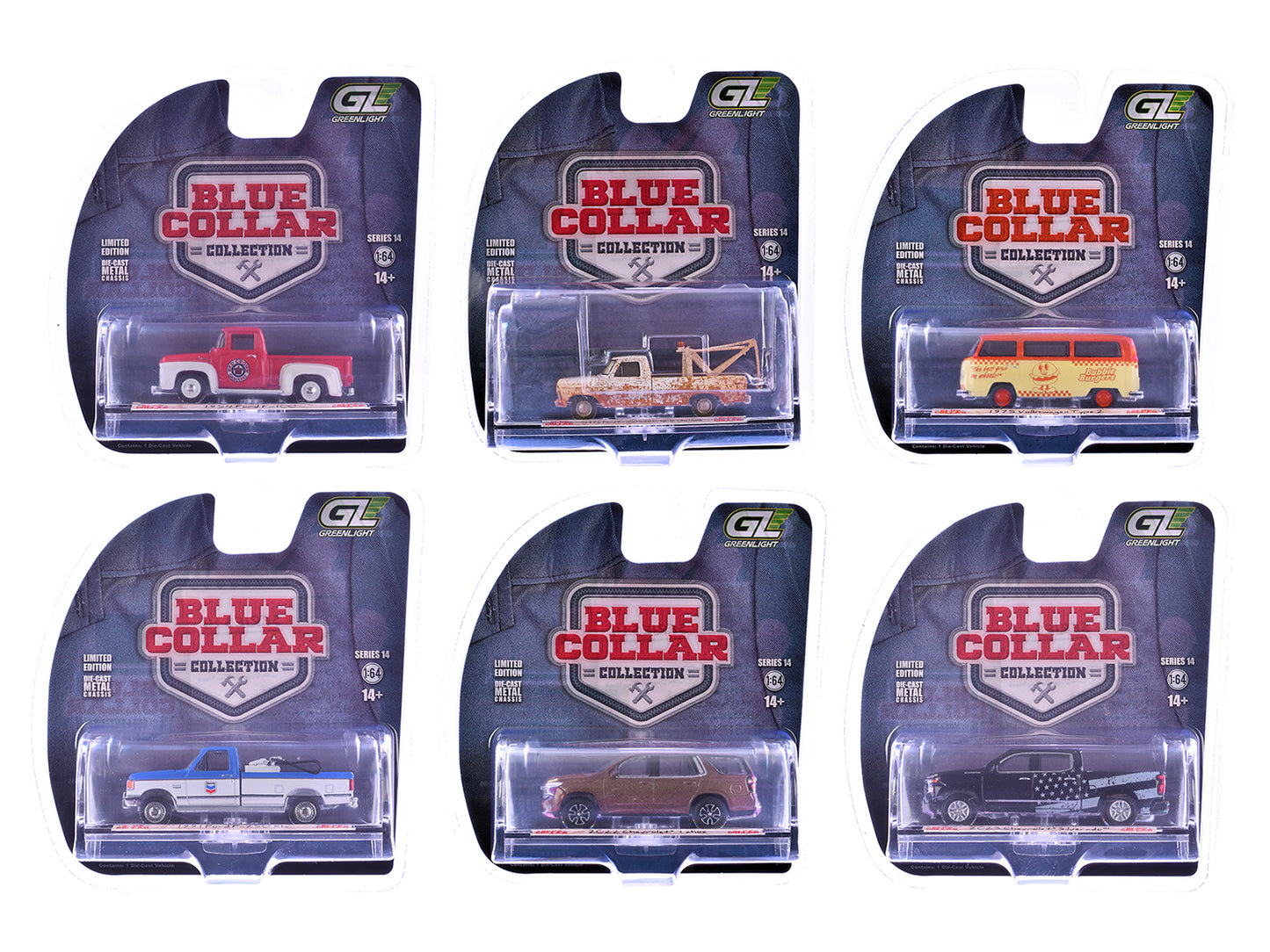 GreenLight "Blue Collar Collection" Series 14 Set of 6 pieces 1/64 Diecast Model Cars by <h2>"Blue Greenlight</h2> <p>High-quality car perfect for collectors and enthusiasts. Features detailed interio