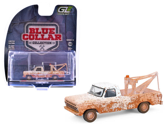 1973 Ford F-100 Tow Truck White (Weathered) "Blue Collar Collection" Series 14 1/64 T&y Diecast Model Car by Greenlight