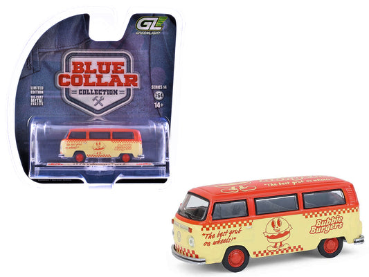 1975 Volkswagen Type 2 Van "Bubbie Burgers Food Truck" Orange and Cream "Blue Collar Collection" Series 14 1/64 T&y Diecast Model Car by Greenlight