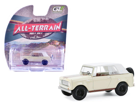 1967 International Scout 800 Sportop Cream with Brown Stripes and White Top "All Terrain" Series 17 1/64 T&y Diecast Model Car by Greenlight