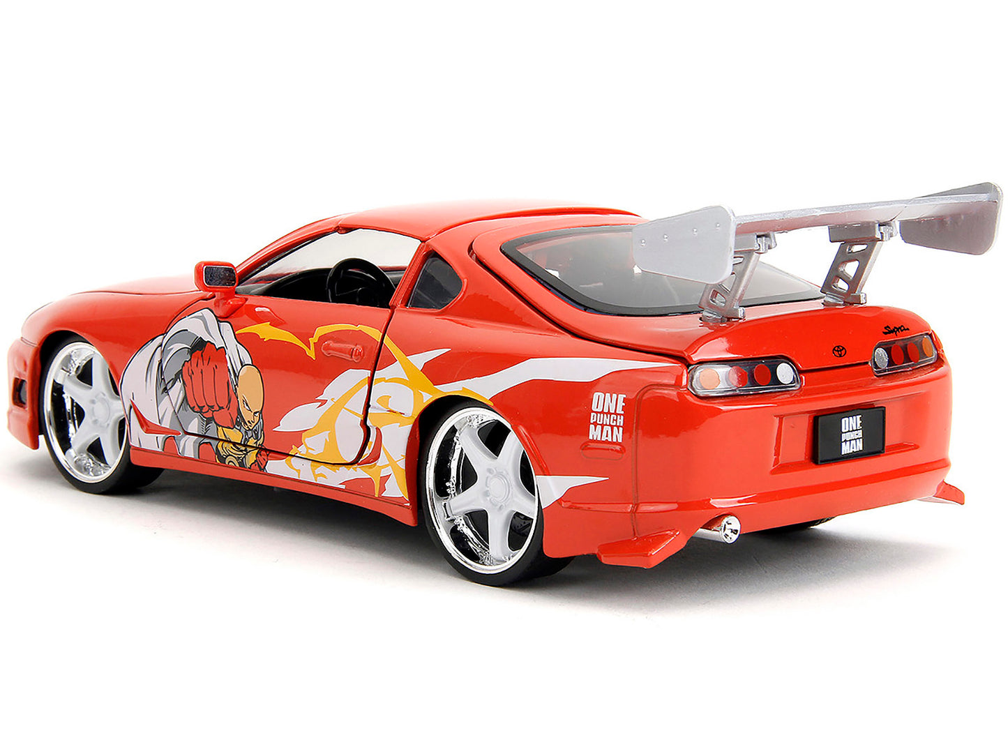 1995 Toyota Supra Red with Graphics and Saitama Diecast Figure "One Punch Man" (2015-2019) TV Series 1/24 Model by Jada <h2>1995 Jada</h2> <p>High-quality car perfect for collectors enthusiasts. Featu