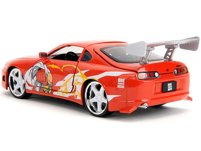 1995 Toyota Supra Red with Graphics and Saitama Diecast Figure "One Punch Man" (2015-2019) TV Series 1/24 Model by Jada <h2>1995 Jada</h2> <p>High-quality car perfect for collectors enthusiasts. Featu
