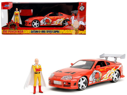 1995 Toyota Supra Red with Graphics and Saitama Diecast Figure "One Punch Man" (2015-2019) TV Series 1/24 Model by Jada <h2>1995 Jada</h2> <p>High-quality car perfect for collectors enthusiasts. Featu
