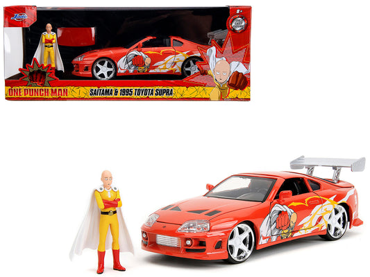 1995 Toyota Supra Red with Graphics and Saitama Diecast Figure "One Punch Man" (2015-2019) TV Series 1/24 Model by Jada <h2>1995 Jada</h2> <p>High-quality car perfect for collectors enthusiasts. Featu