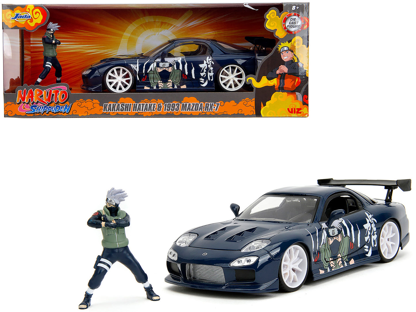 1993 Mazda RX-7 Dark Blue with Graphics and Kakashi Hatake Diecast Figure "Naruto Shippuden" (2009-2017) TV Series "Anime Hollywood Rides" 1/24 Model Car by Jada <h2>1993 Jada</h2> <p>High-quality per