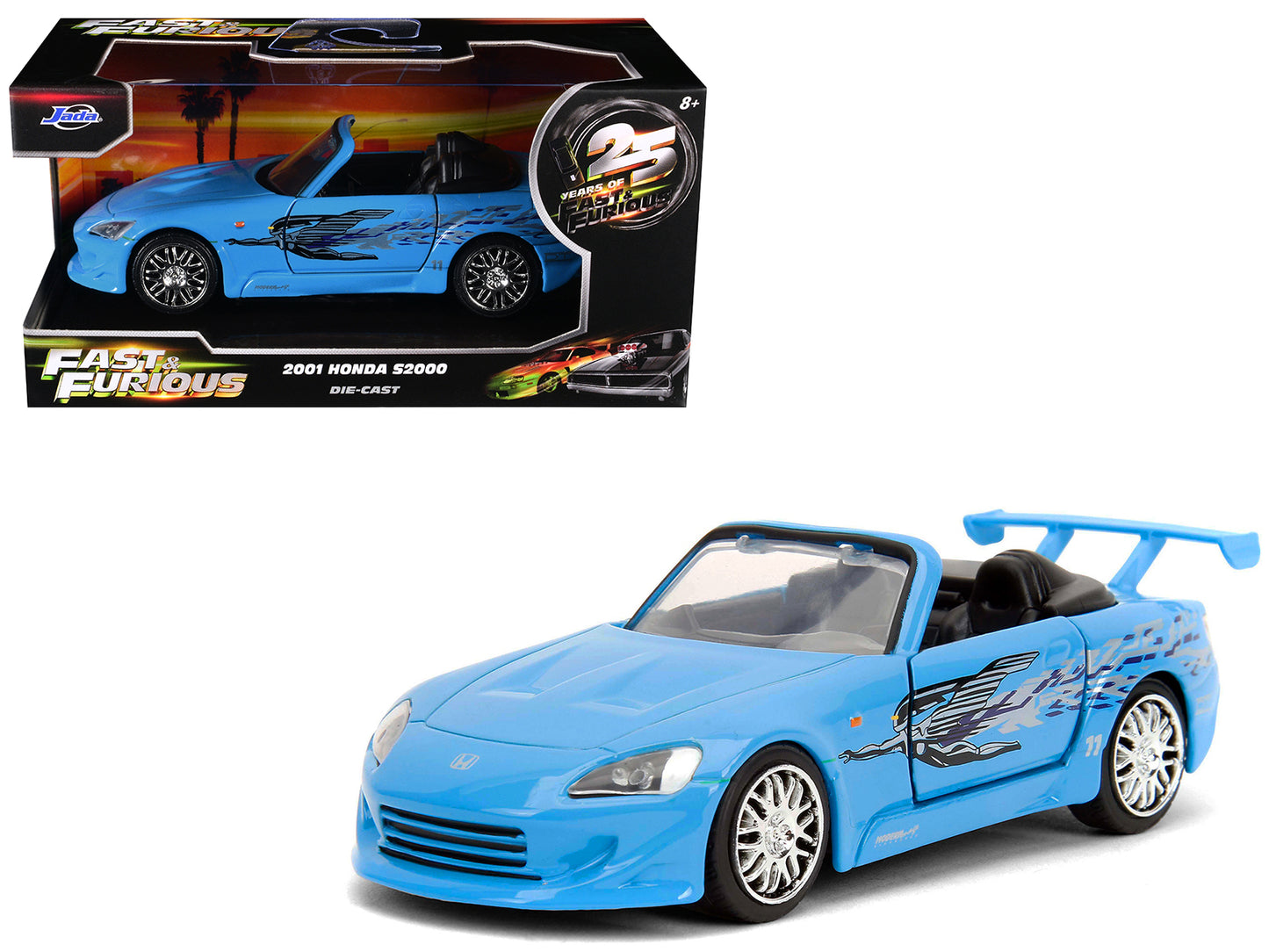2001 Honda S2000 Convertible Blue with Graphics "Fast & Furious Remix - 25th Anniversary" Series 1/32 Diecast Model Car by Jada <h2>2001 Jada</h2> <p>High-quality perfect for collectors and enthusiast