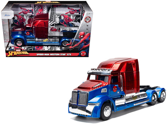 Western Star 57X Truck Tractor "Spider-Man" Blue and Red Metallic "Hollywood Rides" Series 1/24 Diecast Model by Jada <h2>Western Jada</h2> <p>High-quality car perfect for collectors enthusiasts. Feat