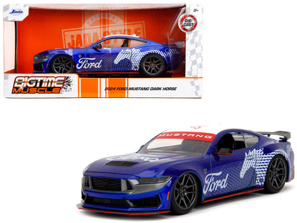 2024 Ford Mustang Dark Horse Candy Blue with White Top and "Mustang Graphics" "Bigtime Muscle" Series 1/24 Diecast Model Car by Jada <h2>2024 Jada</h2> <p>High-quality perfect for collectors enthusias