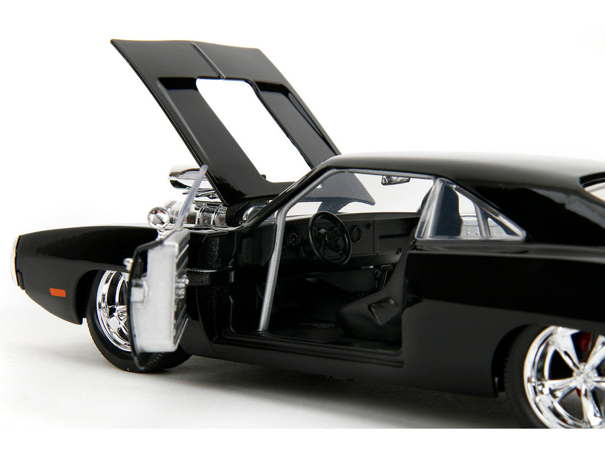1970 Dodge Charger Black with Race Interior "The Fast and the Furious" (2001) Movie "25 Years of Fast & Furious" Series 1/24 Diecast Model Car by Jada