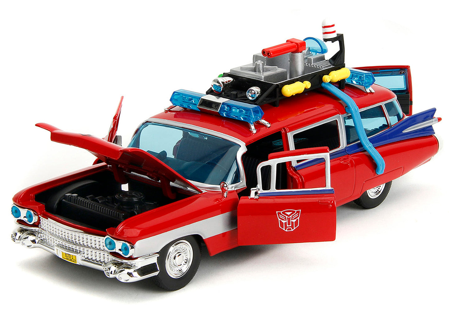1959 Cadillac Ambulance Ecto-1 Red "Transformers" TV Series - "Ghostbusters" (1984) Movie Crossover "Hollywood Rides" 1/24 Diecast Model Car by Jada <h2>1959 Jada</h2> <p>High-quality perfect for coll