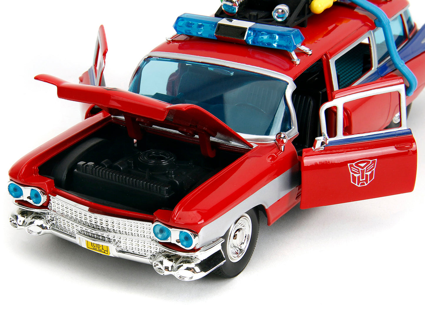 1959 Cadillac Ambulance Ecto-1 Red "Transformers" TV Series - "Ghostbusters" (1984) Movie Crossover "Hollywood Rides" 1/24 Diecast Model Car by Jada <h2>1959 Jada</h2> <p>High-quality perfect for coll