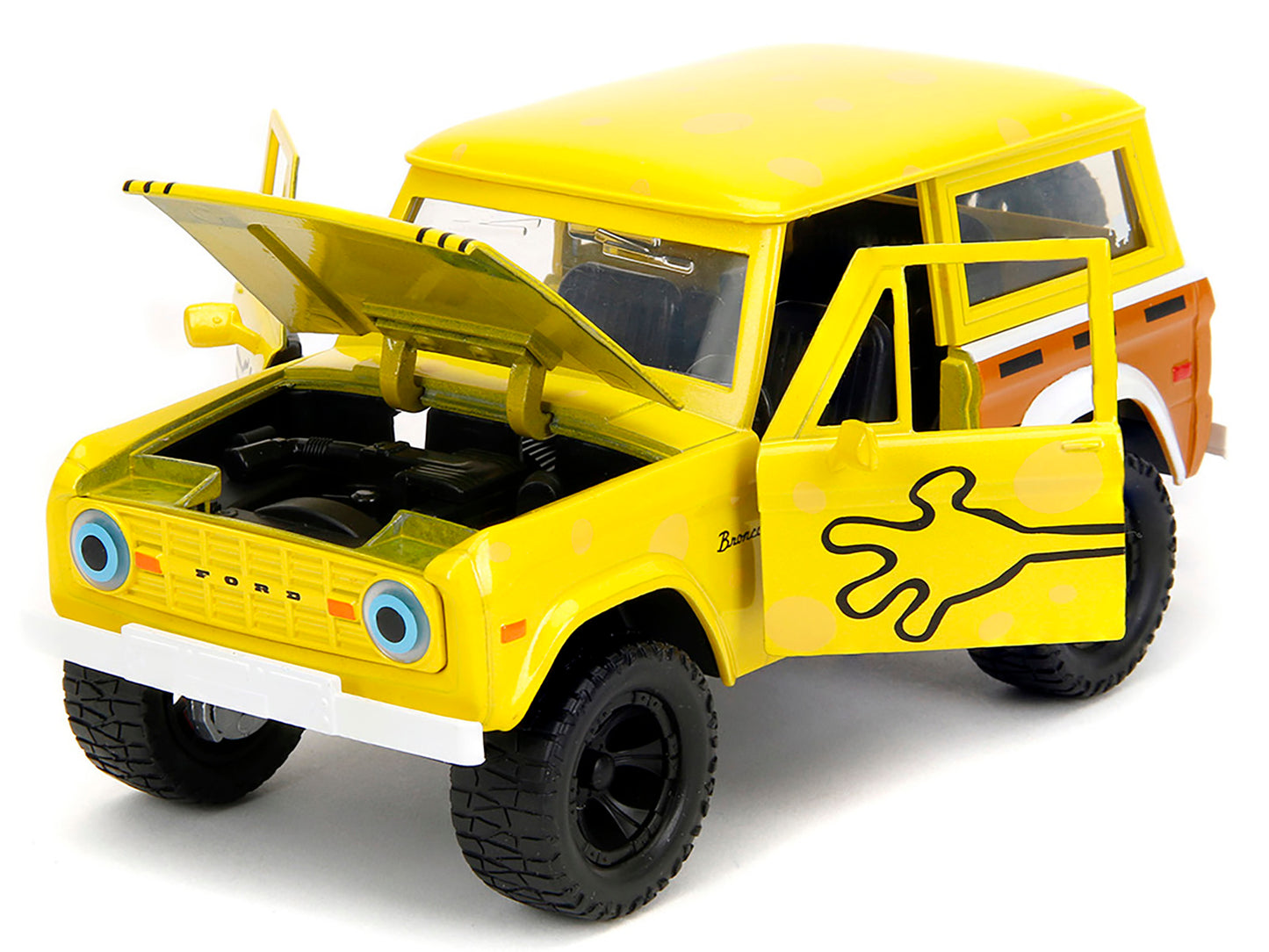 1973 Ford Bronco Yellow with Graphics and SpongeBob SquarePants Diecast Figure "SpongeBob SquarePants" (1999–Current) TV Series "Hollywood Rides" 1/24 Model Car by Jada <h2>1973 Jada</h2> <p>High-qual