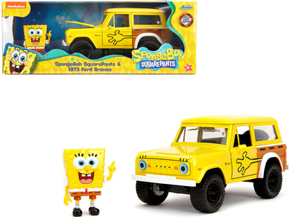 1973 Ford Bronco Yellow with Graphics and SpongeBob SquarePants Diecast Figure "SpongeBob SquarePants" (1999–Current) TV Series "Hollywood Rides" 1/24 Model Car by Jada <h2>1973 Jada</h2> <p>High-qual