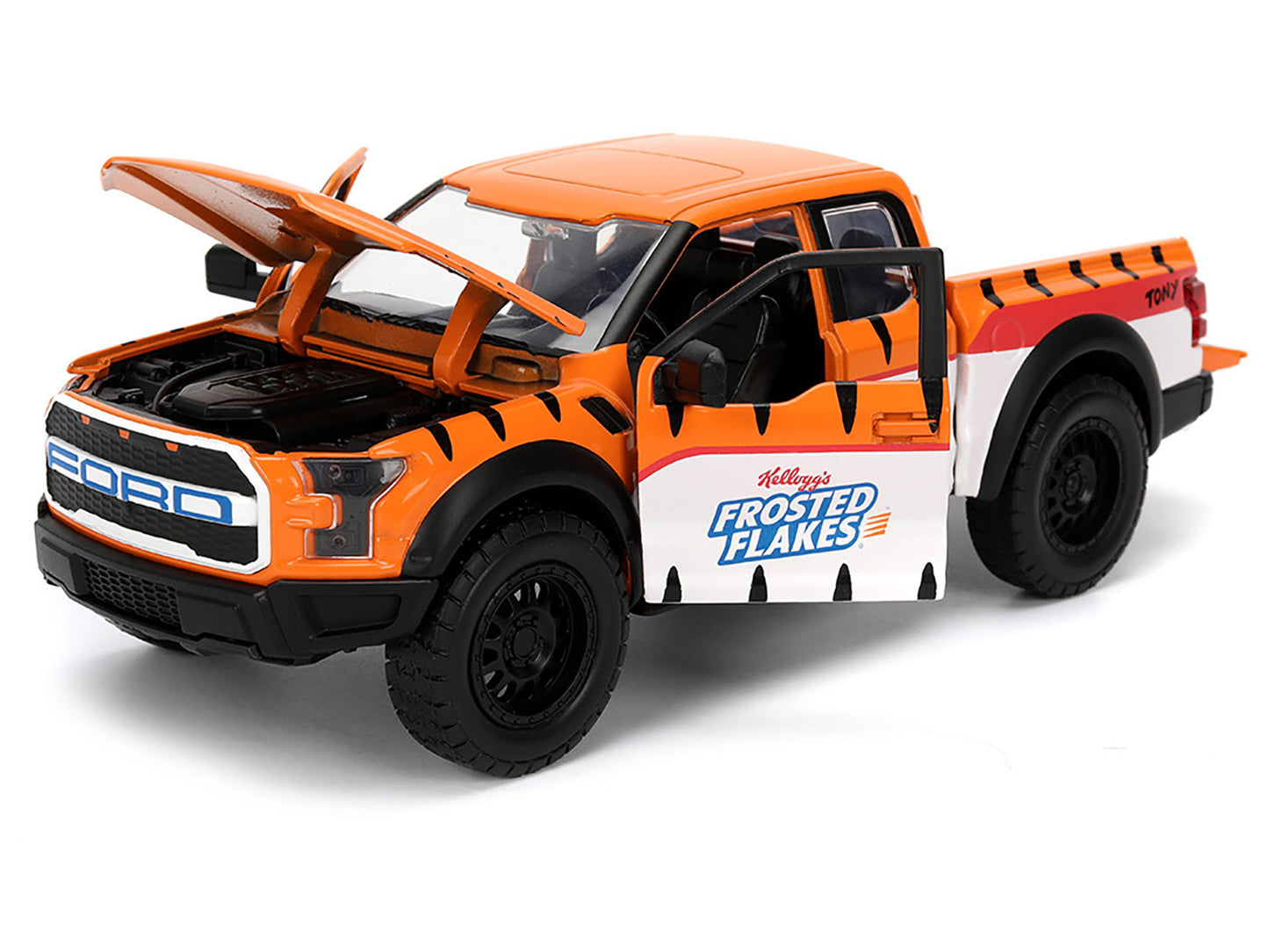 2017 Ford F-150 Raptor Pickup Truck "Frosted Flakes" Orange with Graphics and Tony the Tiger Diecast Figure "Hollywood Rides" Series 1/24 Model Car by Jada <h2>2017 Jada</h2> <p>High-quality perfect f