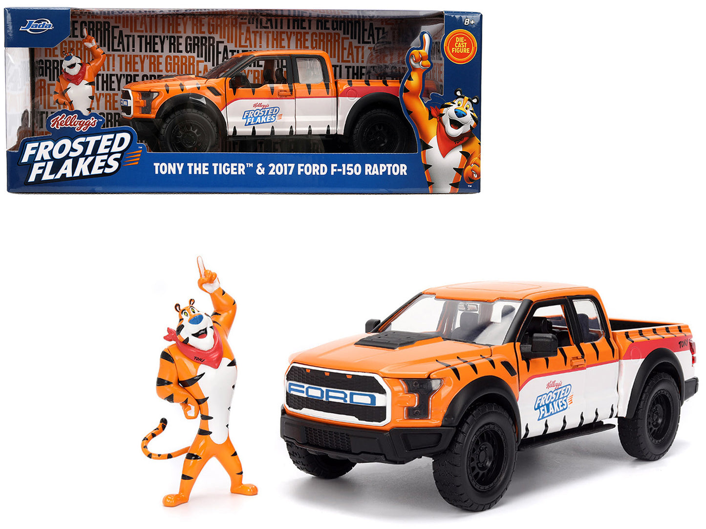 2017 Ford F-150 Raptor Pickup Truck "Frosted Flakes" Orange with Graphics and Tony the Tiger Diecast Figure "Hollywood Rides" Series 1/24 Model Car by Jada <h2>2017 Jada</h2> <p>High-quality perfect f