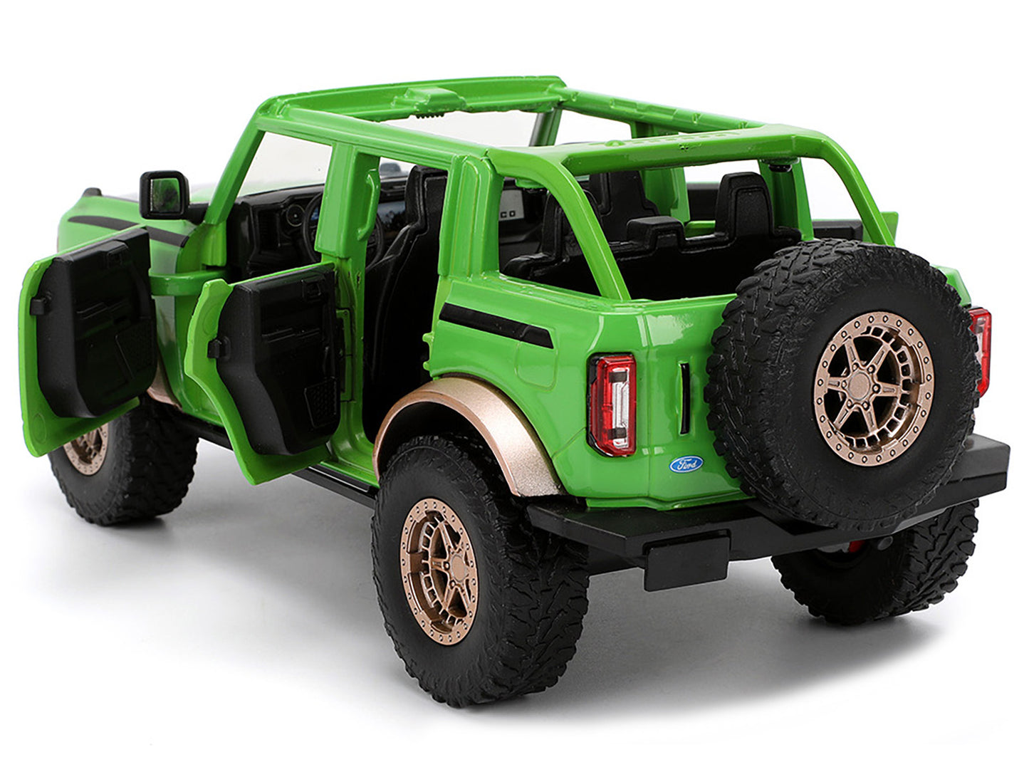 2021 Ford Bronco Green with Black Stripes and M&M's Diecast Figure "Hollywood Rides" Series 1/24 Model Car by Jada <h2>2021 Jada</h2> <p>High-quality perfect for collectors enthusiasts. Features detai