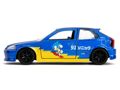 1997 Honda Civic Type R Blue Metallic with Graphics "Sonic the Hedgehog" (1991) Video Game "Hollywood Rides" Series 1/32 Diecast Model Car by Jada <h2>1997 Jada</h2> <p>High-quality perfect for collec