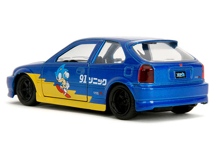 1997 Honda Civic Type R Blue Metallic with Graphics "Sonic the Hedgehog" (1991) Video Game "Hollywood Rides" Series 1/32 Diecast Model Car by Jada <h2>1997 Jada</h2> <p>High-quality perfect for collec