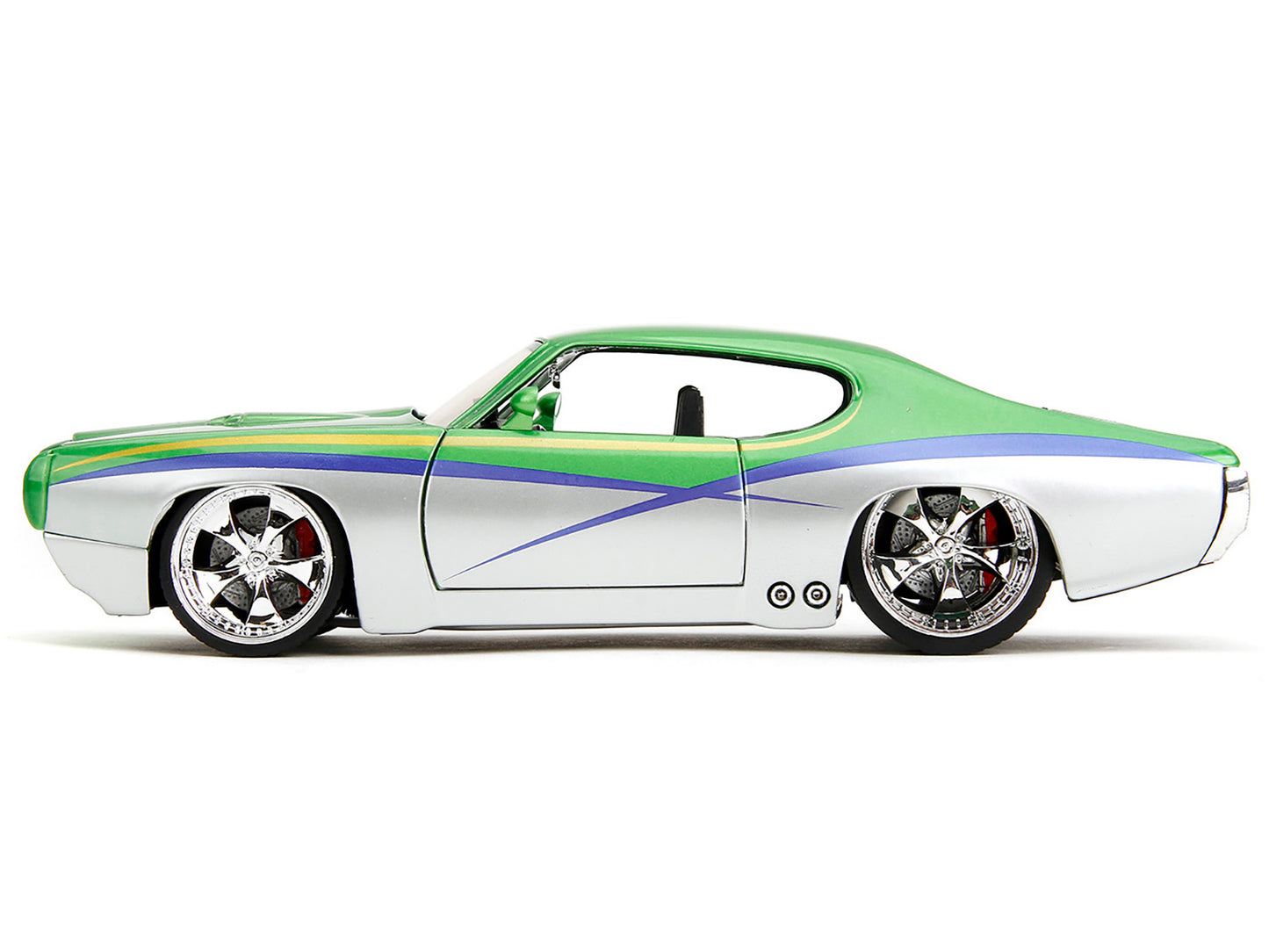 1969 Pontiac GTO Judge Green Metallic and Silver with Stripes "Bigtime Muscle" Series 1/24 Diecast Model Car by Jada <h2>1969 Jada</h2> <p>High-quality perfect for collectors enthusiasts. Features det