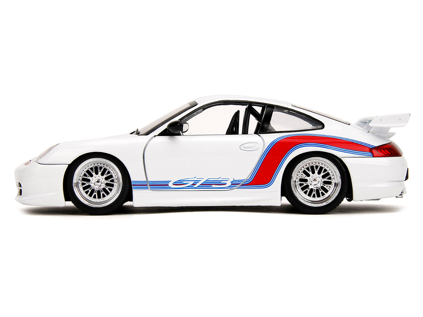 Porsche 911 GT3 (996) White with Red and Blue Stripes "Hyper-Spec" Series 1/24 Diecast Model Car by Jada <h2>Porsche Jada</h2> <p>High-quality perfect for collectors enthusiasts. Features detailed int