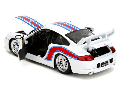 Porsche 911 GT3 (996) White with Red and Blue Stripes "Hyper-Spec" Series 1/24 Diecast Model Car by Jada <h2>Porsche Jada</h2> <p>High-quality perfect for collectors enthusiasts. Features detailed int