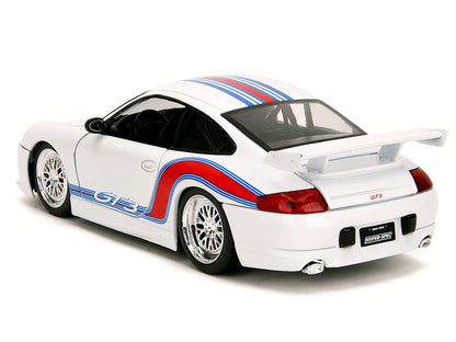 Porsche 911 GT3 (996) White with Red and Blue Stripes "Hyper-Spec" Series 1/24 Diecast Model Car by Jada <h2>Porsche Jada</h2> <p>High-quality perfect for collectors enthusiasts. Features detailed int