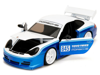 Porsche 911 GT3 RS (996) #845 White and Blue Metallic "Toyo Tires" "Hyper-Spec" Series 1/24 Diecast Model Car by Jada <h2>Porsche Jada</h2> <p>High-quality perfect for collectors enthusiasts. Features