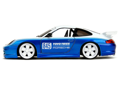 Porsche 911 GT3 RS (996) #845 White and Blue Metallic "Toyo Tires" "Hyper-Spec" Series 1/24 Diecast Model Car by Jada <h2>Porsche Jada</h2> <p>High-quality perfect for collectors enthusiasts. Features