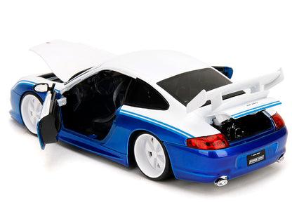 Porsche 911 GT3 RS (996) #845 White and Blue Metallic "Toyo Tires" "Hyper-Spec" Series 1/24 Diecast Model Car by Jada <h2>Porsche Jada</h2> <p>High-quality perfect for collectors enthusiasts. Features