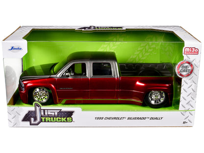 1999 Chevrolet Silverado Dually Pickup Truck Red Metallic and Gray with Stock Wheels "Just Trucks" Series 1/24 Diecast Model Car by Jada <h2>1999 Jada</h2> <p>High-quality perfect for collectors enthu