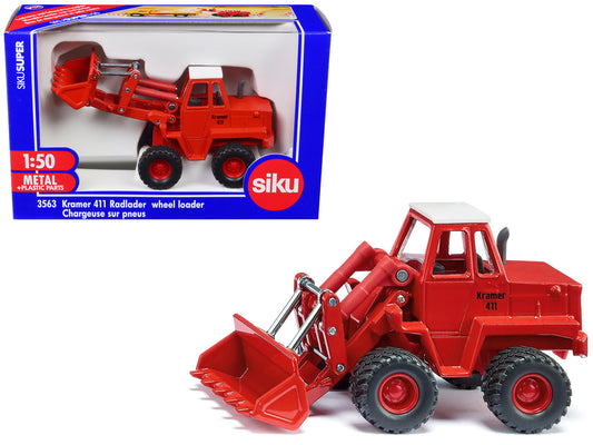 Kramer 411 Wheel Loader Red with White Top 1/50 T&y Diecast Model by Siku