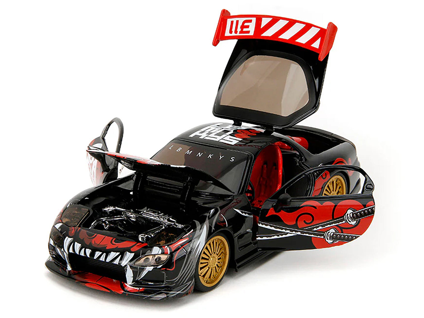 1993 Mazda RX-7 Black with Graphics "Lab Monkeys" Saru Diecast Figure "Hollywood Rides" Series 1/24 Model Car by Jada <h2>1993 Jada</h2> <p>High-quality perfect for collectors and enthusiasts. Feature