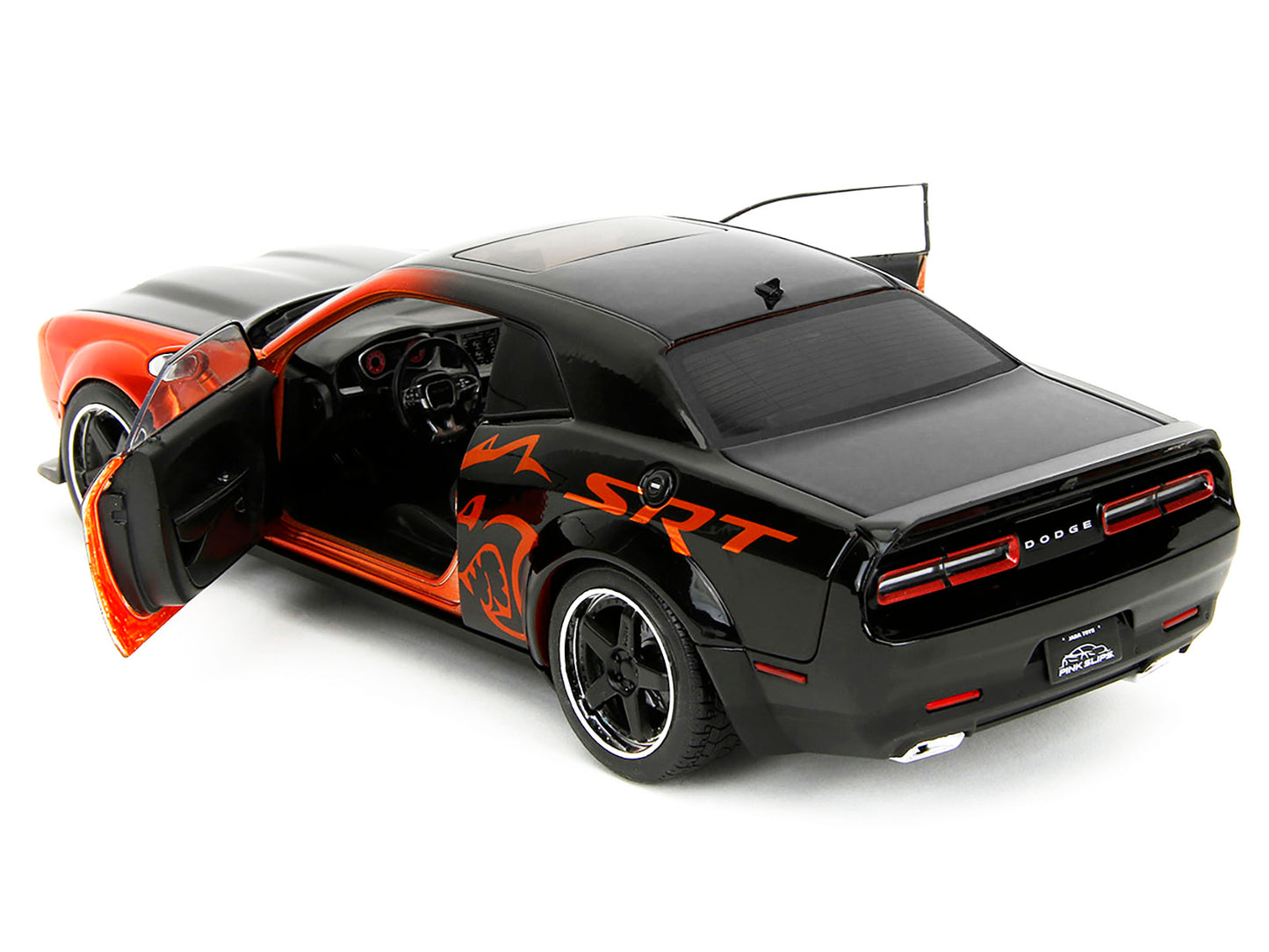 Dodge Challenger SRT Hellcat Orange Metallic and Black "Pink Slips" Series 1/18 Diecast Model Car by Jada <h2>Dodge Jada</h2> <p>High-quality perfect for collectors enthusiasts. Features detailed inte