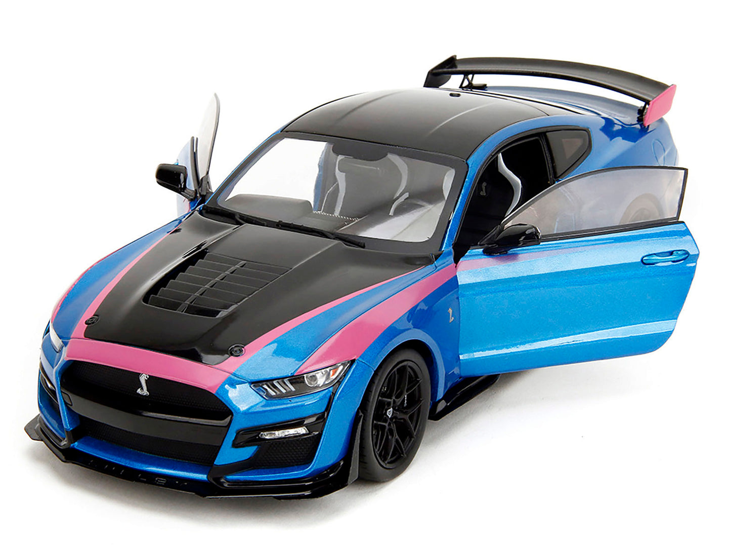 Ford Mustang Shelby GT500 Blue Metallic with Pink Stripes and Black Hood Top "Pink Slips" Series 1/18 Diecast Model Car by Jada <h2>Ford Jada</h2> <p>High-quality perfect for collectors enthusiasts. F