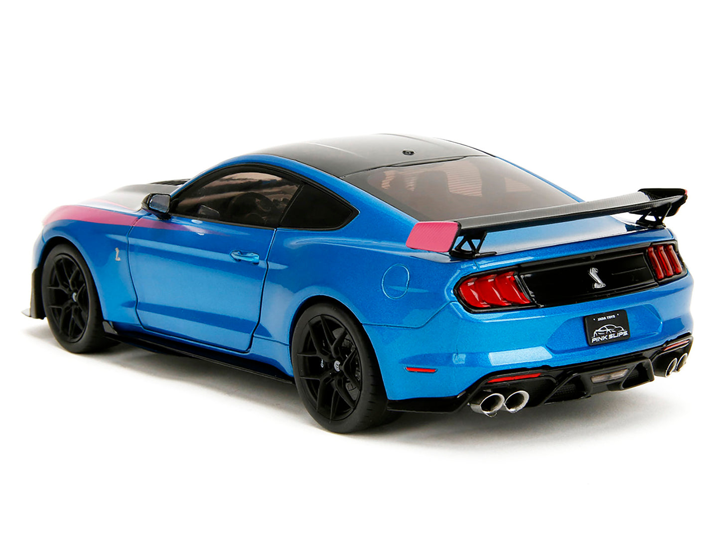 Ford Mustang Shelby GT500 Blue Metallic with Pink Stripes and Black Hood Top "Pink Slips" Series 1/18 Diecast Model Car by Jada <h2>Ford Jada</h2> <p>High-quality perfect for collectors enthusiasts. F