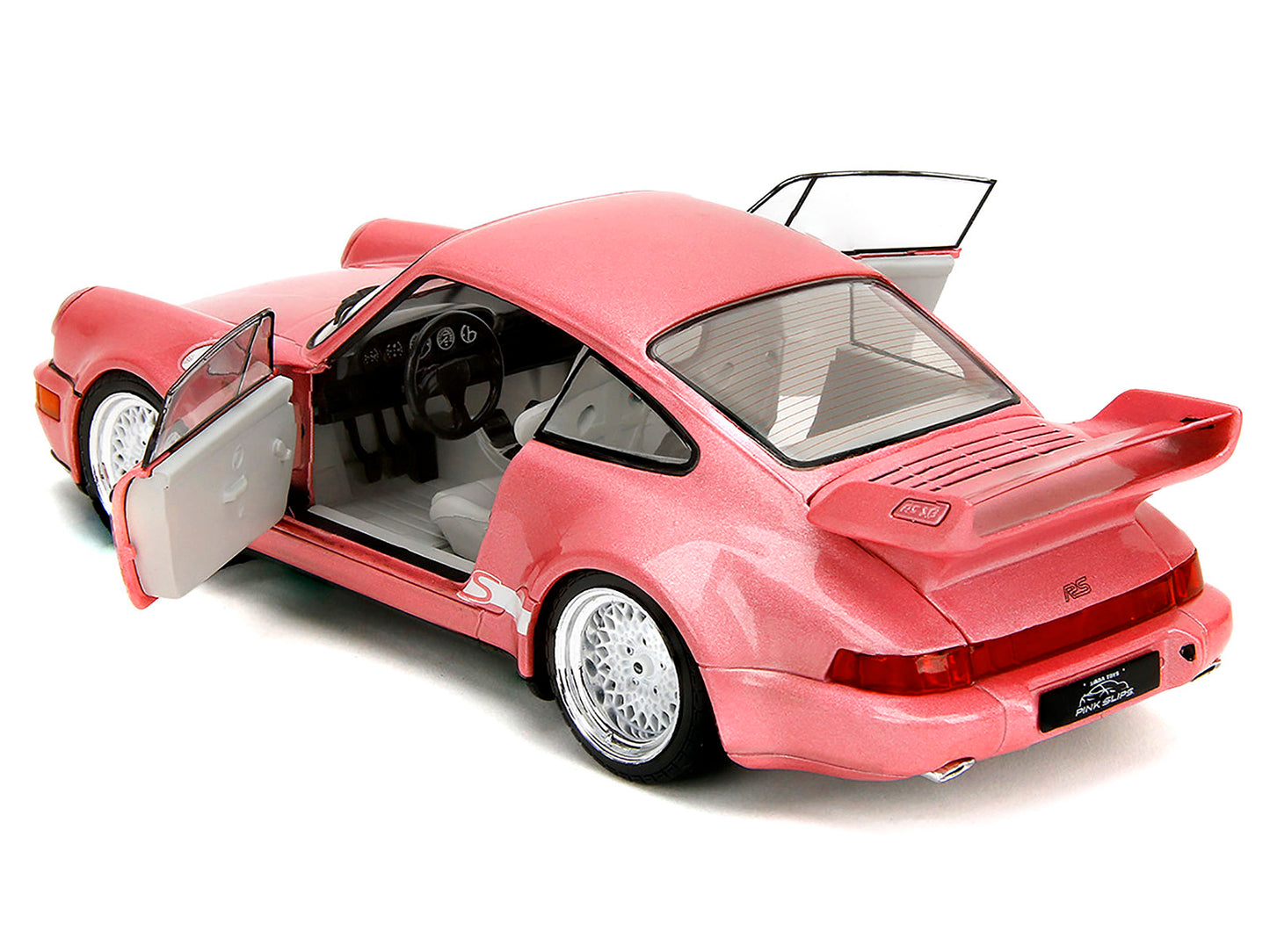 Porsche 911 Carrera RS (964) Pink Metallic with White Stripes "Pink Slips" Series 1/18 Diecast Model Car by Jada <h2>Porsche Jada</h2> <p>High-quality perfect for collectors and enthusiasts. Features