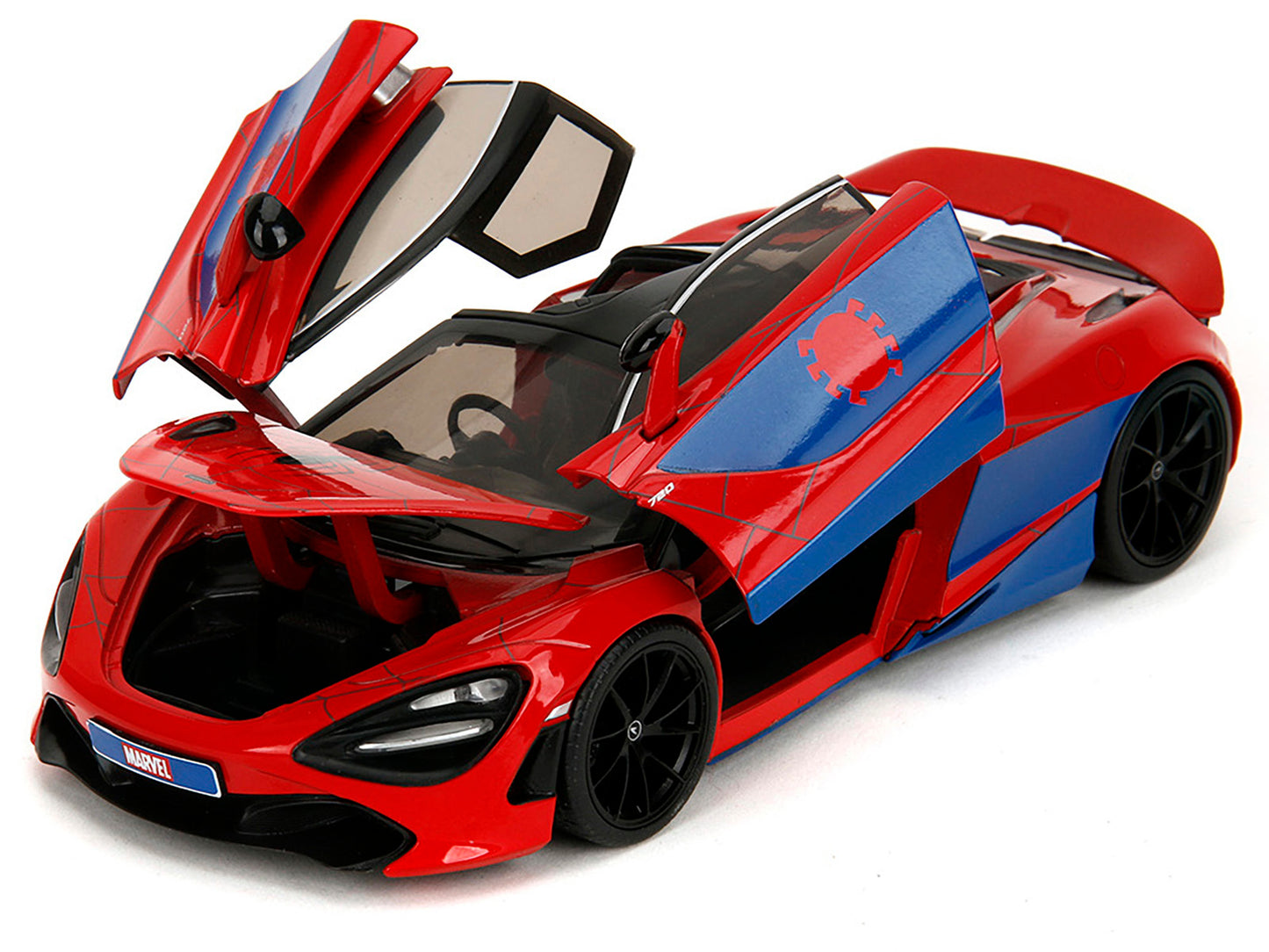 McLaren 720S Red and Blue with Black Top Graphics Spider-Man Diecast Figure "Marvel Spider-Man" "Hollywood Rides" Series 1/24 Model Car by Jada <h2>McLaren Jada</h2> <p>High-quality perfect for collec