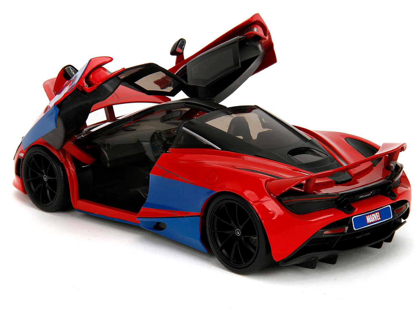 McLaren 720S Red and Blue with Black Top Graphics Spider-Man Diecast Figure "Marvel Spider-Man" "Hollywood Rides" Series 1/24 Model Car by Jada <h2>McLaren Jada</h2> <p>High-quality perfect for collec