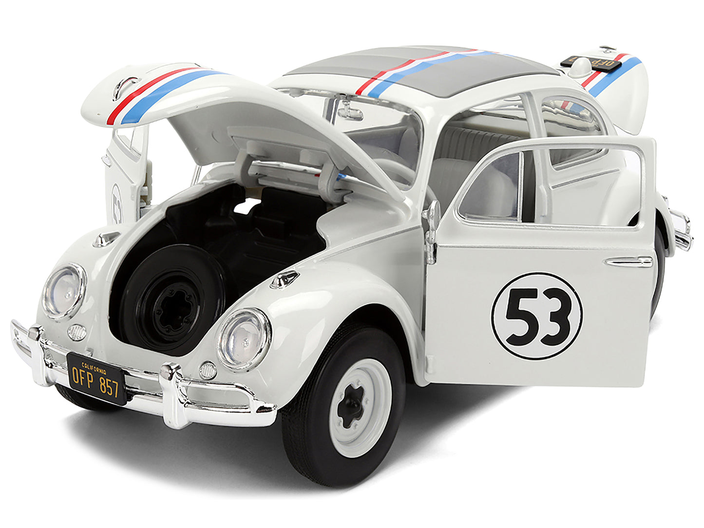 Volkswagen Beetle #53 "Herbie" White with Stripes "The Love Bug" (1968) Movie Extra Wheels 1/24 Diecast Model Car by Jada <h2>Volkswagen Jada</h2> <p>High-quality perfect for collectors and enthusiast