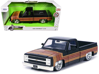 1985 Chevrolet C-10 Pickup Truck Black with Stripes and Paradox Wheels "Just Trucks" Series 1/24 Diecast Model Car by Jada <h2>1985 Jada</h2> <p>High-quality perfect for collectors enthusiasts. Featur