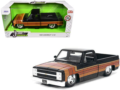 1985 Chevrolet C-10 Pickup Truck Black with Stripes and GM Rally Wheels "Just Trucks" Series 1/24 Diecast Model Car by Jada <h2>1985 Jada</h2> <p>High-quality perfect for collectors enthusiasts. Featu