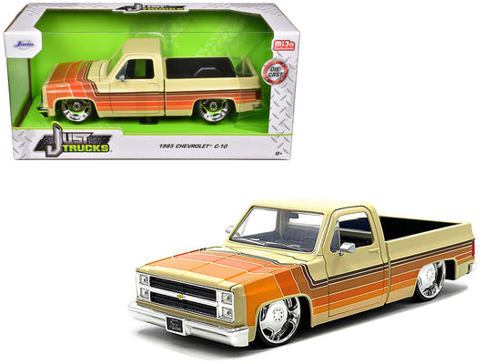 1985 Chevrolet C-10 Pickup Truck Beige with Stripes and Lowenhart Wheels "Just Trucks" Series 1/24 Diecast Model Car by Jada <h2>1985 Jada</h2> <p>High-quality perfect for collectors enthusiasts. Feat