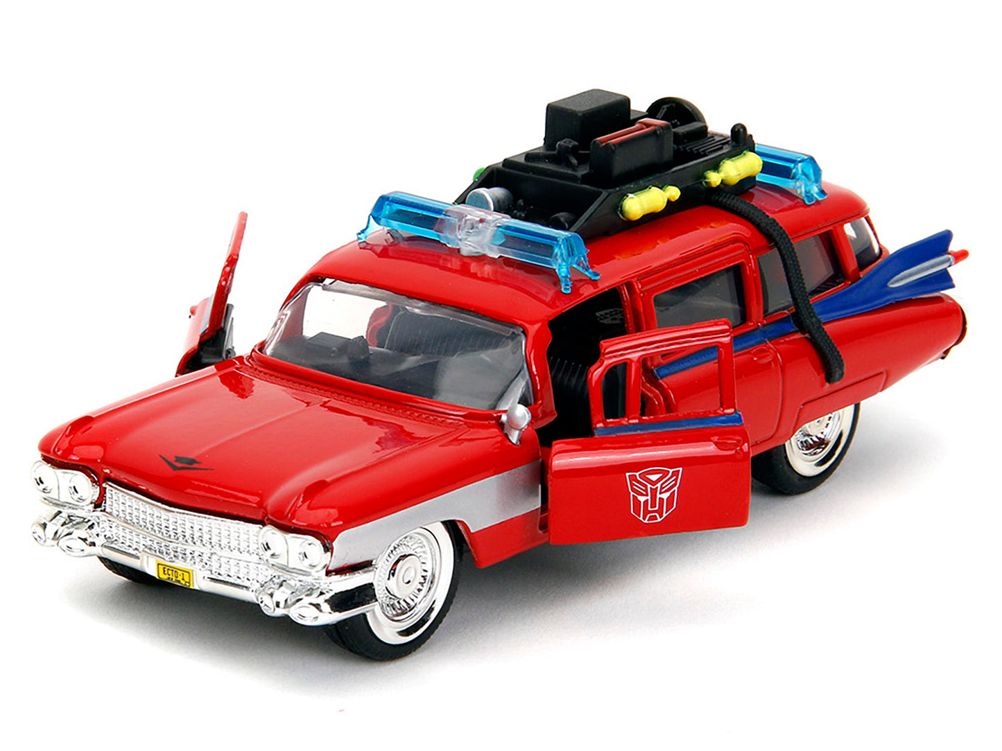 1959 Cadillac Ambulance Ecto-1 Red "Transformers" TV Series - "Ghostbusters" (1984) Movie Crossover "Hollywood Rides" 1/32 Diecast Model Car by Jada <h2>1959 Jada</h2> <p>High-quality perfect for coll